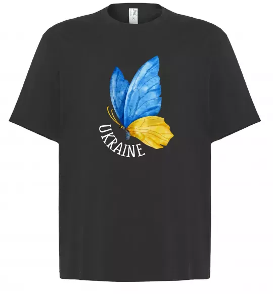 Футболка Оверсайз Ukraine метелик Черный фото