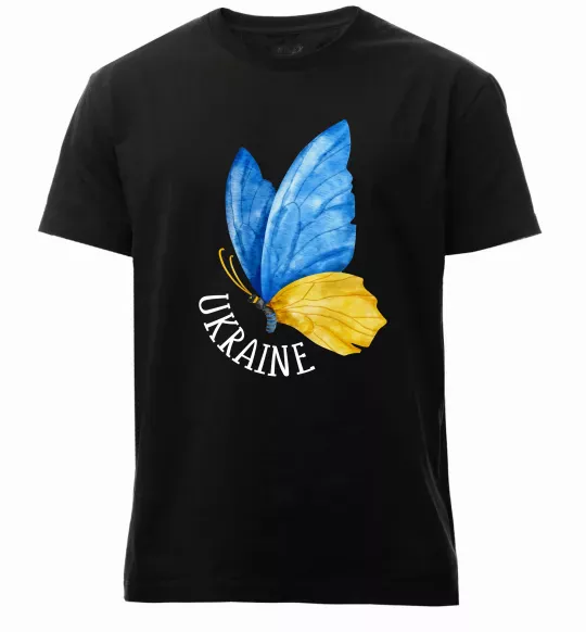 Чоловіча преміум футболка Ukraine метелик Чорний фото