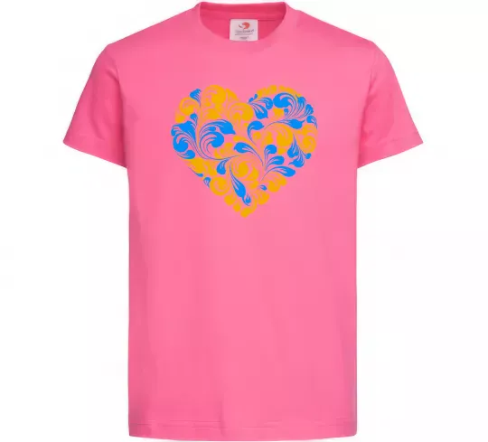 Детская футболка Серце в колір прапору України Ярко-розовый фото