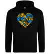 Чоловіча толстовка (худі) Серце в колір прапору України Чорний фото
