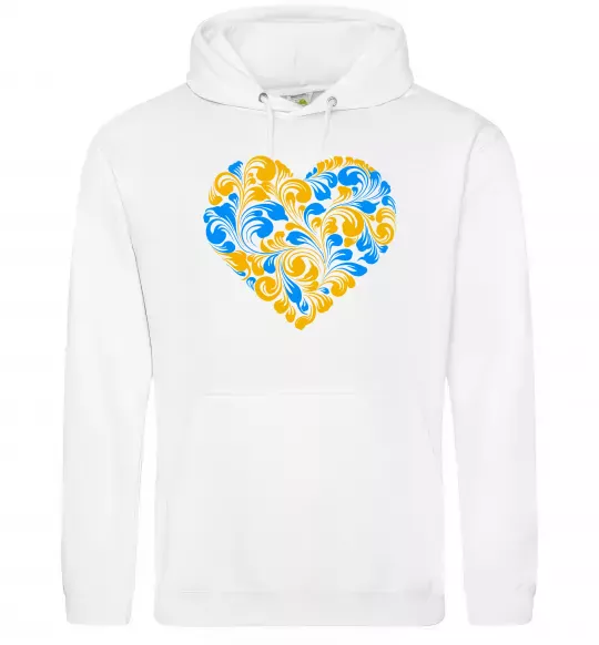 Чоловіча толстовка (худі) Серце в колір прапору України Білий фото