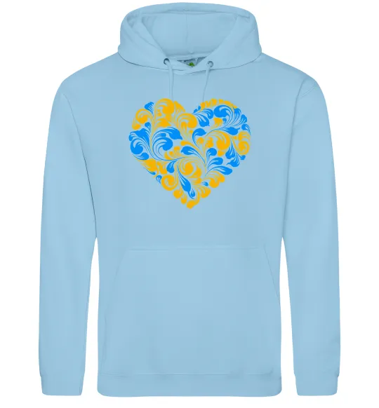 Чоловіча толстовка (худі) Серце в колір прапору України Блакитний фото