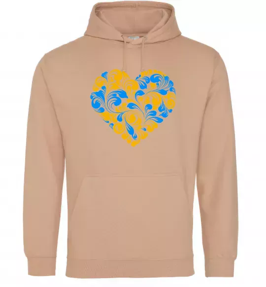Женская толстовка (худи) Серце в колір прапору України Песочный фото