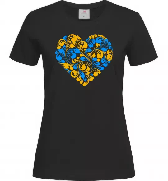 Жіноча футболка Серце в колір прапору України Чорний фото