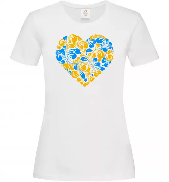 Жіноча футболка Серце в колір прапору України Білий фото
