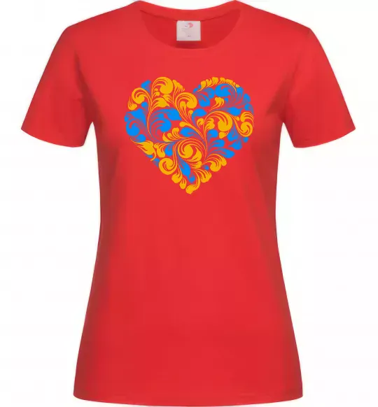 Жіноча футболка Серце в колір прапору України Червоний фото