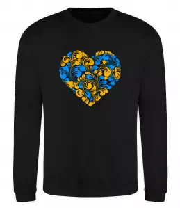 Свитшот Серце в колір прапору України Черный фото