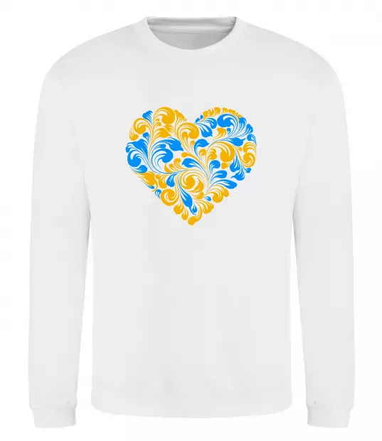 Світшот Серце в колір прапору України Білий фото