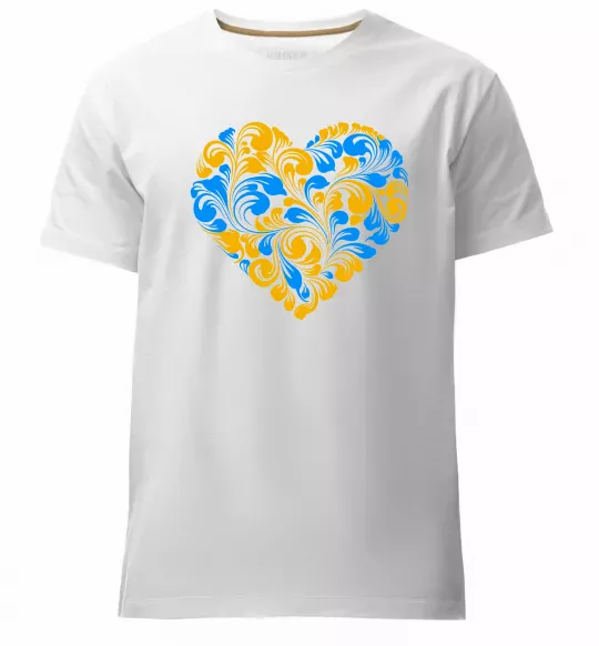 Чоловіча преміум футболка Серце в колір прапору України Білий фото