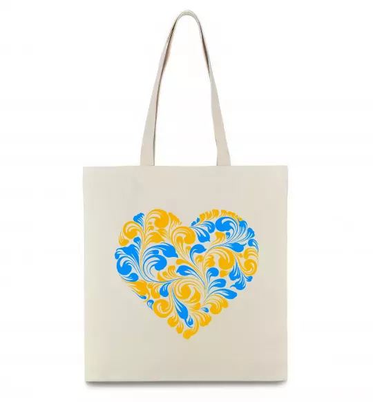 Эко-сумка Серце в колір прапору України Бежевый фото