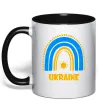 Чашка з кольоровою ручкою Ukraine сонце Чорний Чашка з кольоровою ручкою Ukraine сонце Чорний фото