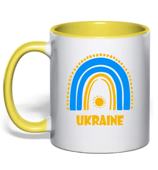 Чашка з кольоровою ручкою Ukraine сонце Лимонний фото