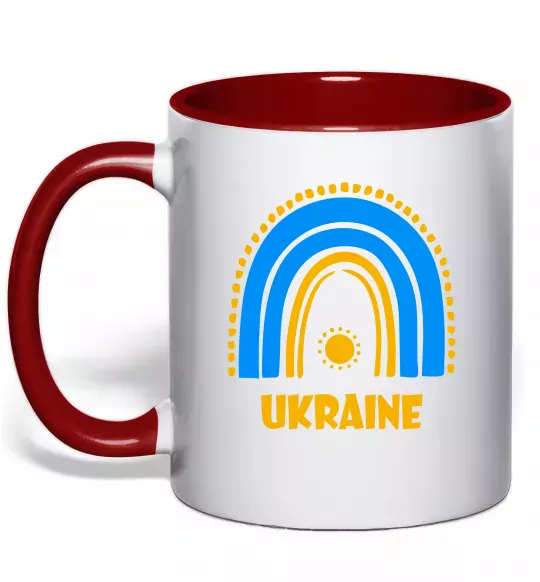 Чашка з кольоровою ручкою Ukraine сонце Червоний фото
