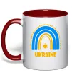 Чашка з кольоровою ручкою Ukraine сонце Червоний Чашка з кольоровою ручкою Ukraine сонце Червоний фото