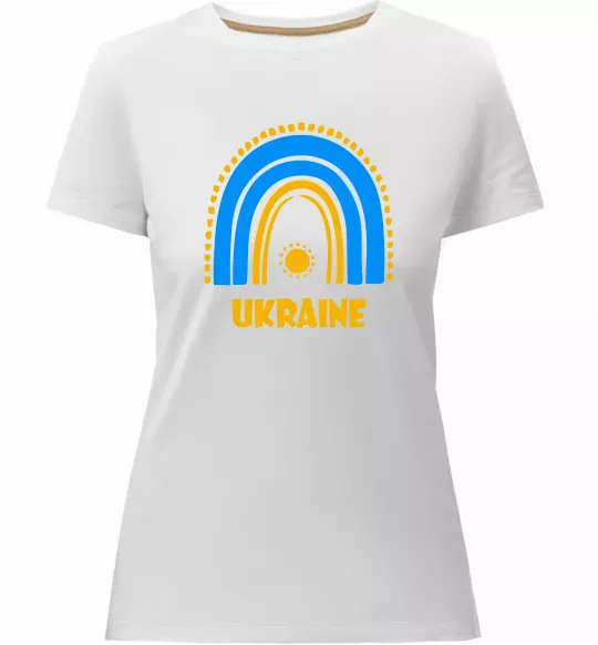 Женская премиум футболка Ukraine сонце Белый фото