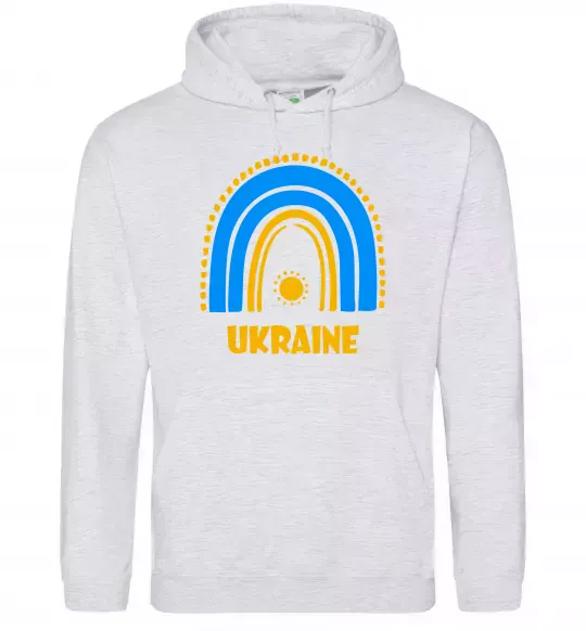 Мужская толстовка (худи) Ukraine сонце Серый меланж фото