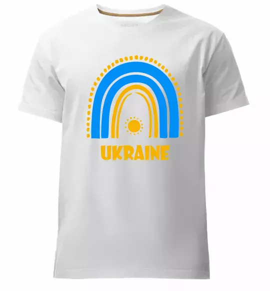 Мужская премиум футболка Ukraine сонце Белый фото