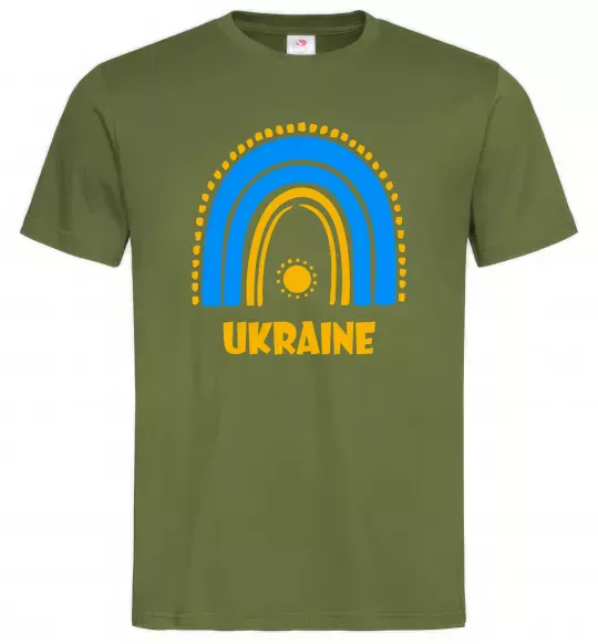 Мужская футболка Ukraine сонце Оливковый фото