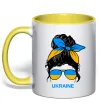 Чашка з кольоровою ручкою Україна дівчина Лимонний фото