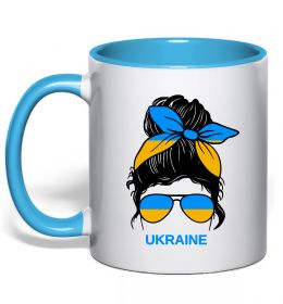 Чашка з кольоровою ручкою Україна дівчина