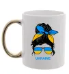 Чашка с цветной ручкой Україна дівчина Золото фото