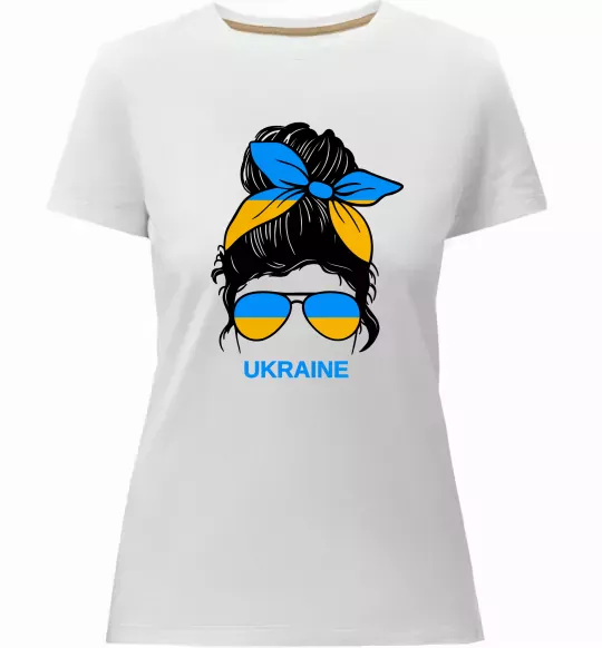 Женская премиум футболка Україна дівчина Белый фото