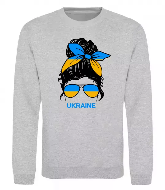 Світшот Україна дівчина Сірий меланж фото
