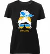 Женская премиум футболка Україна дівчина Черный фото