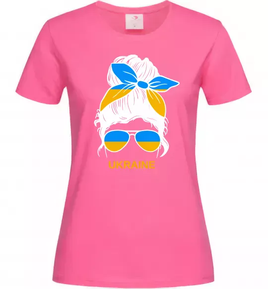 Женская футболка Україна дівчина Ярко-розовый фото