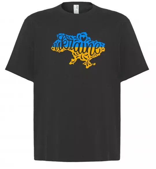 Футболка Оверсайз Україна карта Черный фото