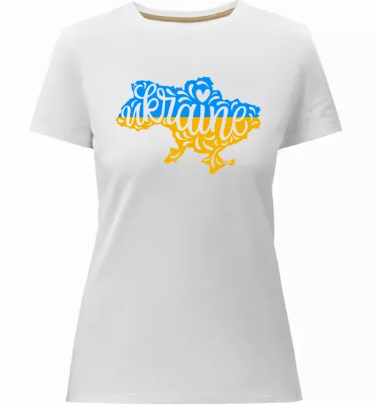 Жіноча преміум футболка Україна карта Білий фото