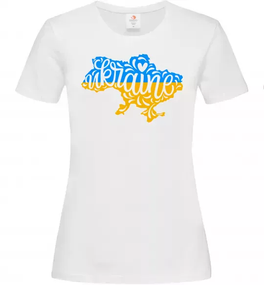 Женская футболка Україна карта Белый фото