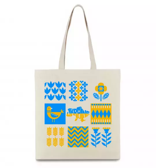 Эко-сумка Україна квадрати Бежевый фото