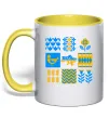 Чашка з кольоровою ручкою Україна квадрати Лимонний фото