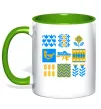 Чашка с цветной ручкой Україна квадрати Зеленый Чашка с цветной ручкой Україна квадрати Зеленый фото