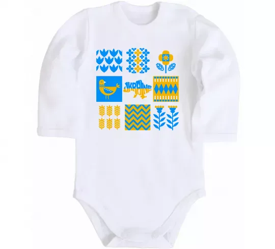 Дитячий бодік Україна квадрати Білий фото