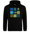 Чоловіча толстовка (худі) Україна квадрати Чорний фото