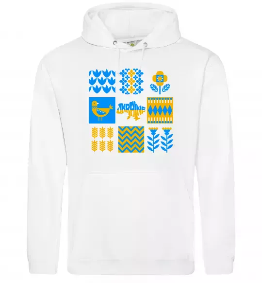 Чоловіча толстовка (худі) Україна квадрати Білий фото