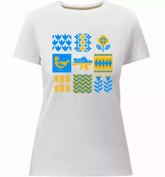 Жіноча преміум футболка Україна квадрати Білий фото