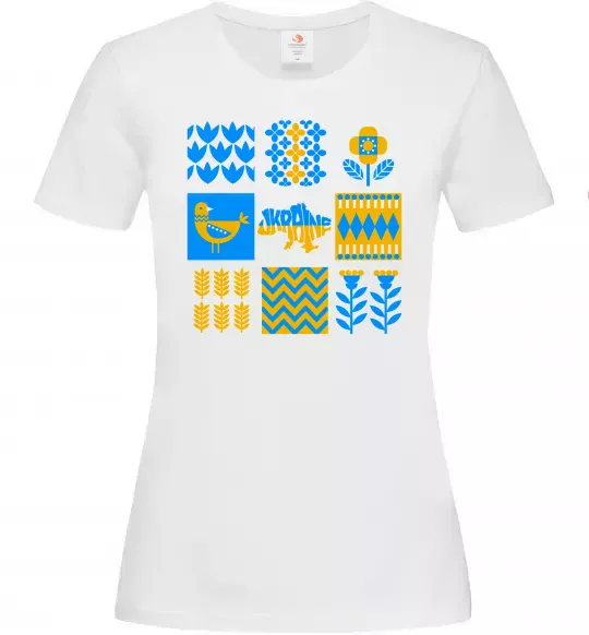 Женская футболка Україна квадрати Белый фото