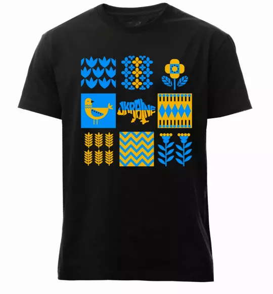 Мужская премиум футболка Україна квадрати Черный фото