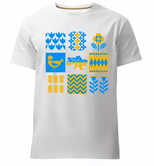 Мужская премиум футболка Україна квадрати Белый фото