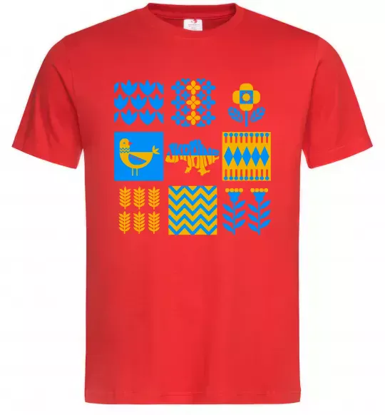 Мужская футболка Україна квадрати Красный фото