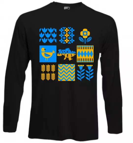 Лонгслив Україна квадрати Черный фото