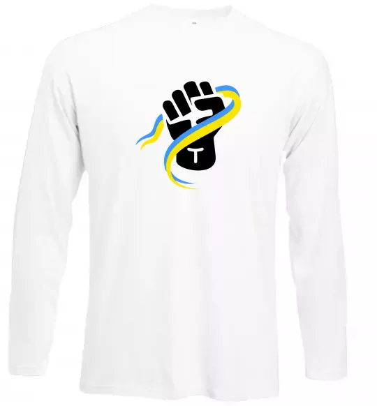 Лонгслив Рука зі стрічкою прапор ВИШИВКА Белый фото