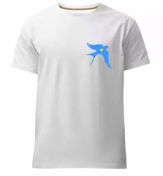 Мужская премиум футболка Ластівка блакитна парні ВИШИВКА Белый фото