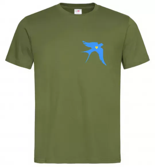 Мужская футболка Ластівка блакитна парні ВИШИВКА Оливковый фото