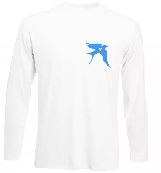 Лонгслів Ластівка блакитна парні ВИШИВКА Білий фото