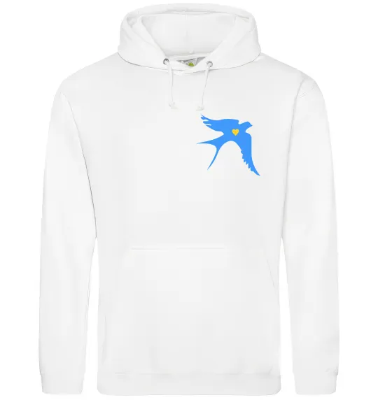 Чоловіча толстовка (худі) Ластівка блакитна парні ВИШИВКА Білий фото