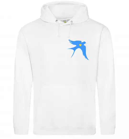 Женская толстовка (худи) Ластівка блакитна парні ВИШИВКА Белый фото